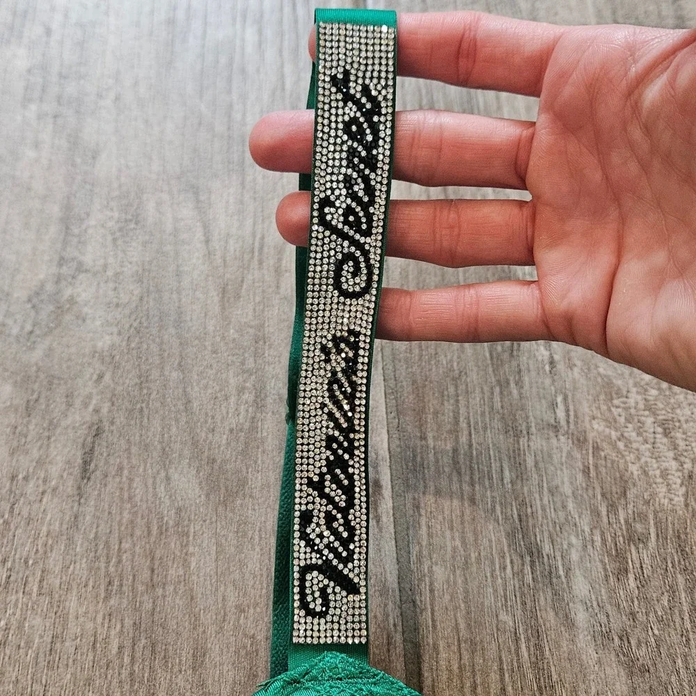 Victoria's Secret Very Sexy Shine Strap Push-Up Bra Size 34D Green Lace Trim